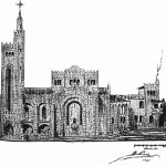 Bosquexo do alzado lateral do templo Votivo do Mar, 1932 (Faro de Vigo). (Copiar)