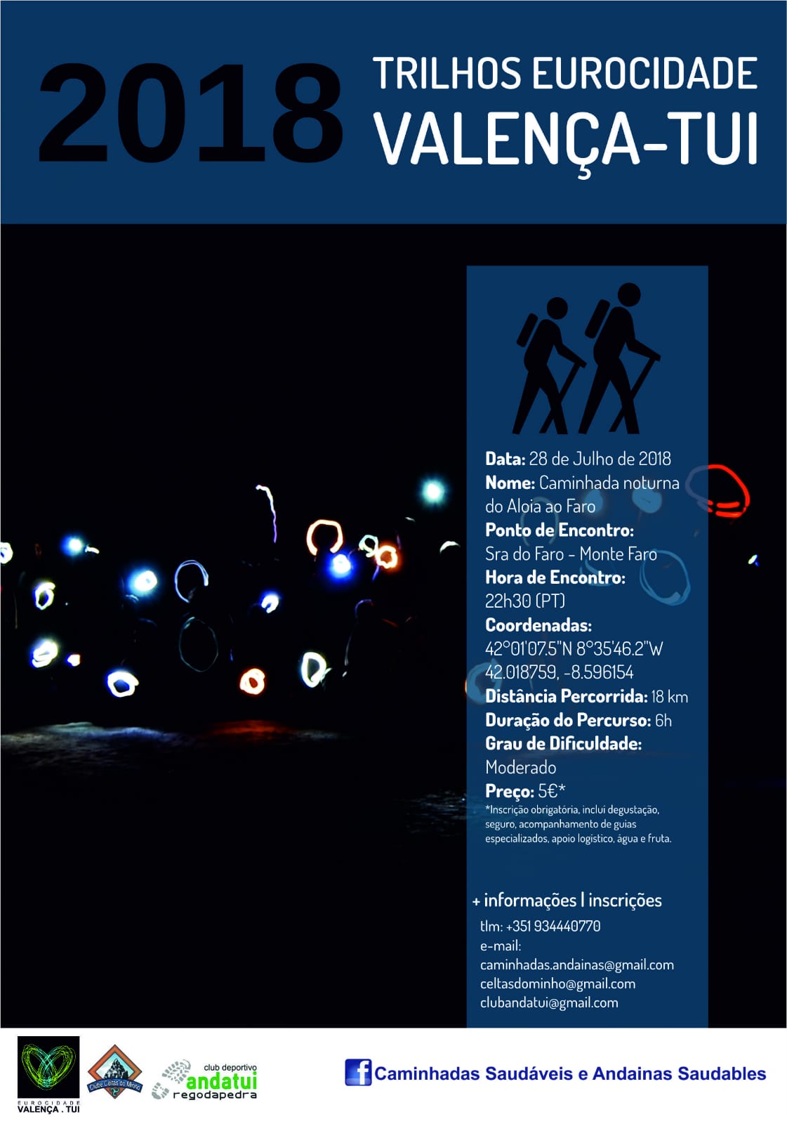 Unha andaina nocturna unirá este sábado os dous principais cumios da Eurocidade Tui-Valença