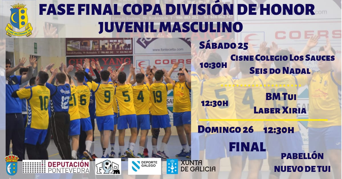 A Fase final da Copa División de Honra Xuvenil Masculina de Balonmán disputarase en Tui