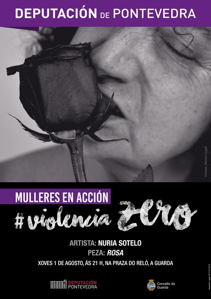 'Mulleres en Acción – Violencia Zero' leva á Guarda a peza «Rosa» de Nuria Sotelo