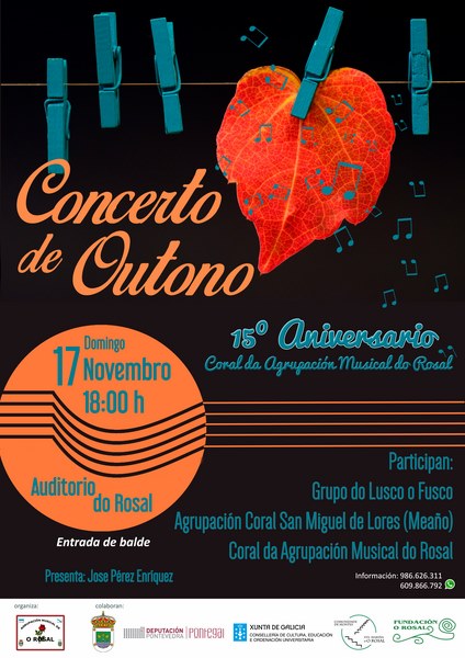 'Concerto de Outono' da Agrupación Musical do Rosal para celebrar o 15º Aniversario da súa coral 