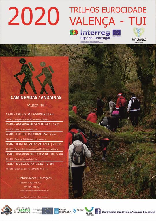 A Eurocidade Tui-Valença programa 6 'Andainas Saudables' e percorrer un tramo do Camiño Portugués a Santiago por etapas desde Porto