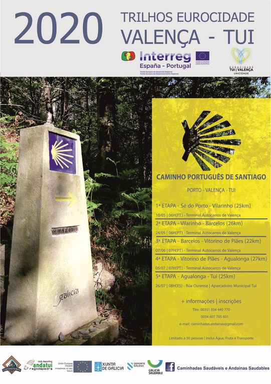 A Eurocidade Tui-Valença programa 6 'Andainas Saudables' e percorrer un tramo do Camiño Portugués a Santiago por etapas desde Porto