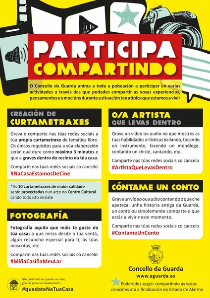 'Participa compartindo', unha iniciativa do Concello da Guarda para estes días de confinamento