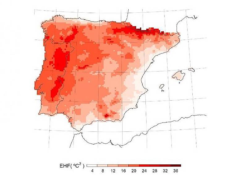 Un equipo de investigadores da USC e da UVigo constata que a extensión das ondas de calor aumenta un 4 % por década en España